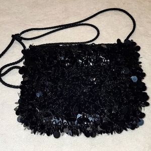 Black Sequin with shimmering beads Evening small purse